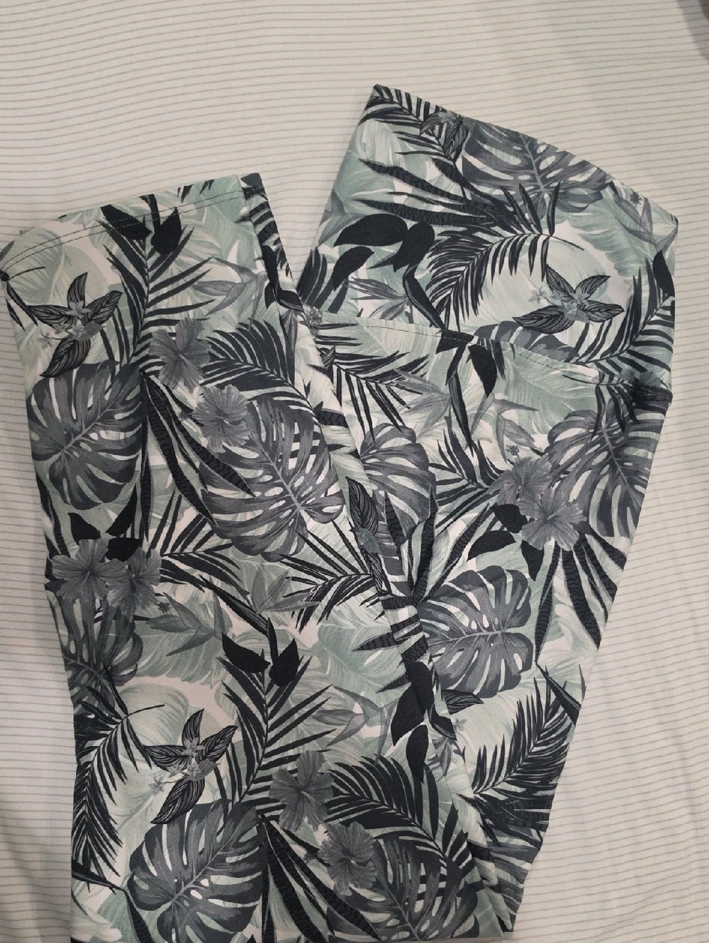 Evolution and Creation Mint and Black Tropical Leaf Leggings